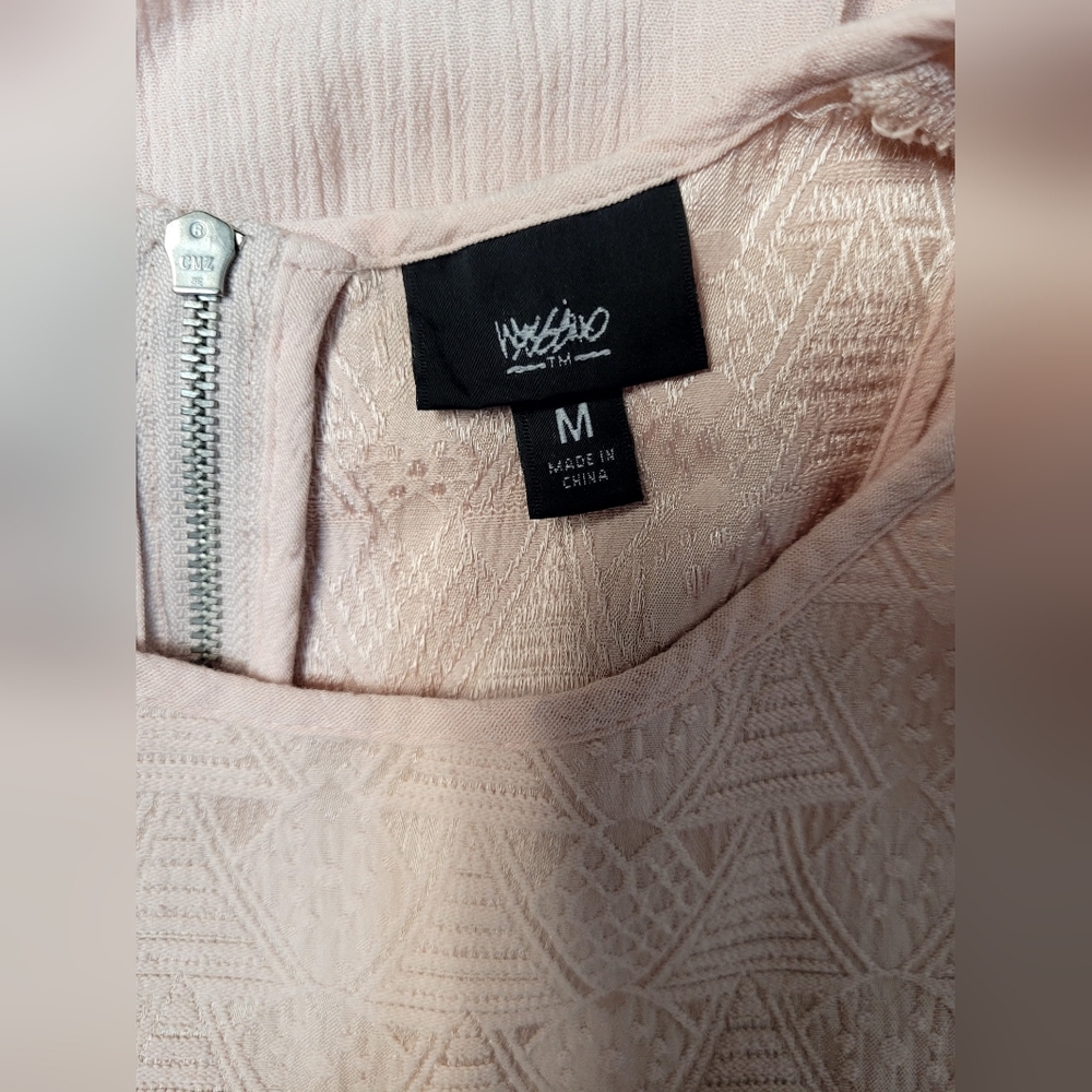 Mossimo Target Blush Pink Sleeveless High Low Top Silver Zipper Textured Boho M - Picture 6 of 7